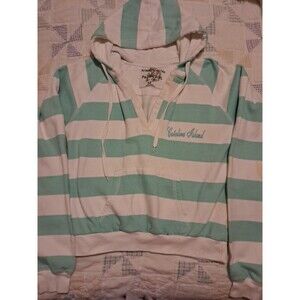 Authentic Vintage By Pacific Girl Cotton Hoodie From Catalina Island Teal/WHT  M